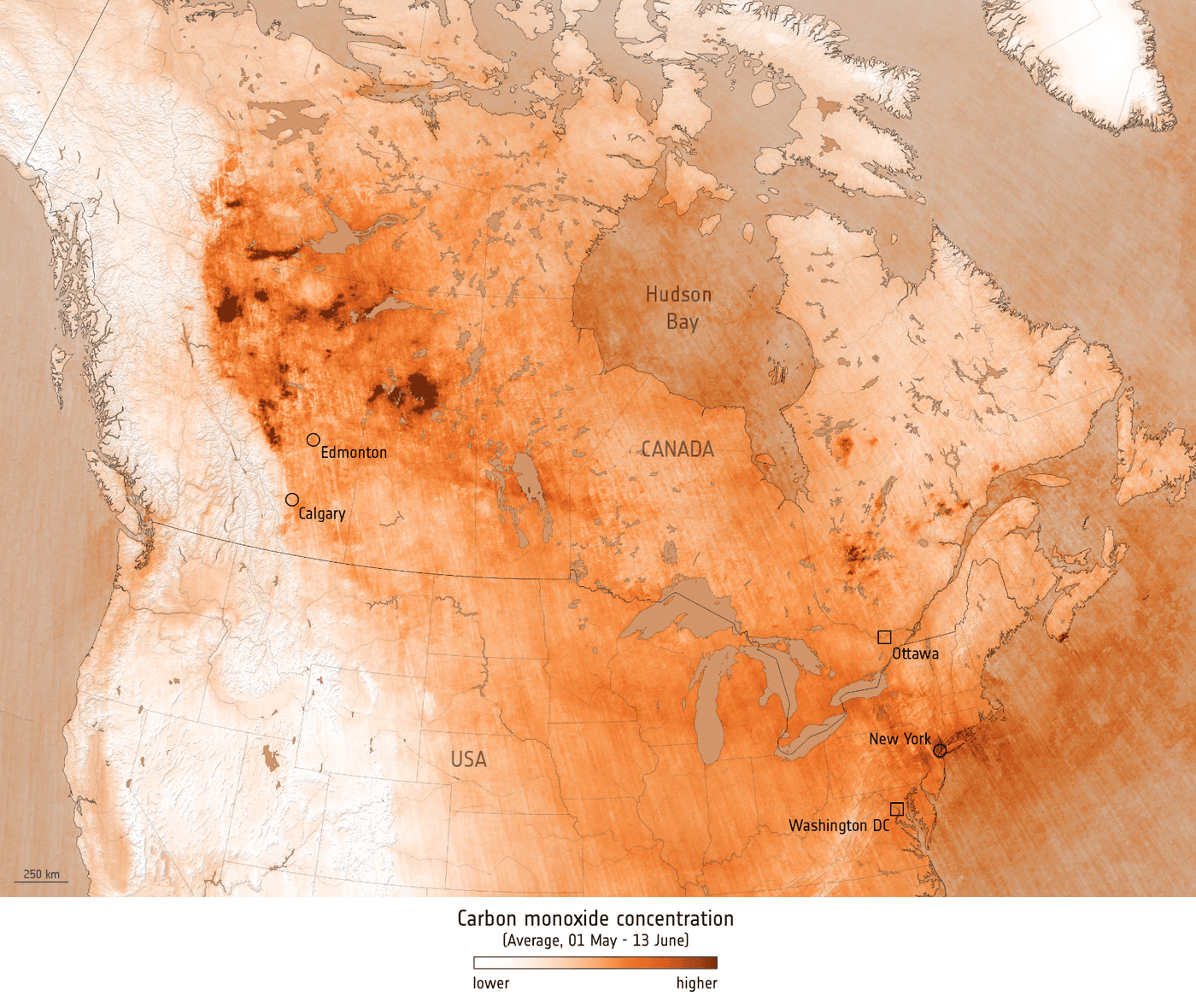 A map of the north america